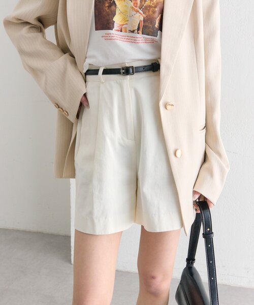 mystic(ミスティック)の「ベルト付きタックキュロット(その他パンツ・レディース・アイボリー/ブラック・1/2)」の4枚目の写真