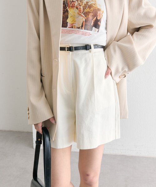 mystic(ミスティック)の「ベルト付きタックキュロット(その他パンツ・レディース・アイボリー/ブラック・1/2)」の7枚目の写真