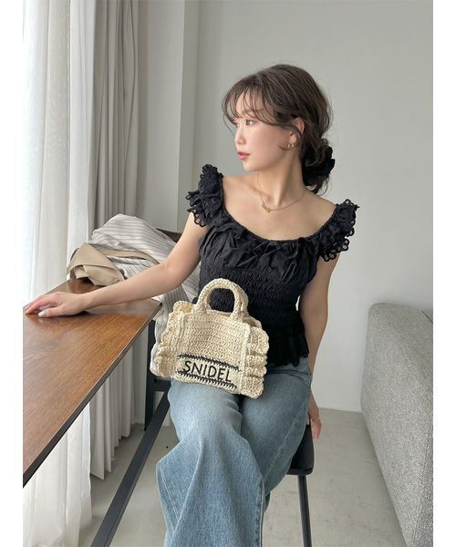 SNIDEL（スナイデル）の「コットンシャーリングブラウス（シャツ/ブラウス・レディース・ブラック/ホワイト/ミント・F）」の10枚目の写真