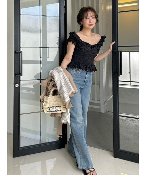 SNIDEL（スナイデル）の「コットンシャーリングブラウス（シャツ/ブラウス・レディース・ブラック/ホワイト/ミント・F）」の12枚目の写真