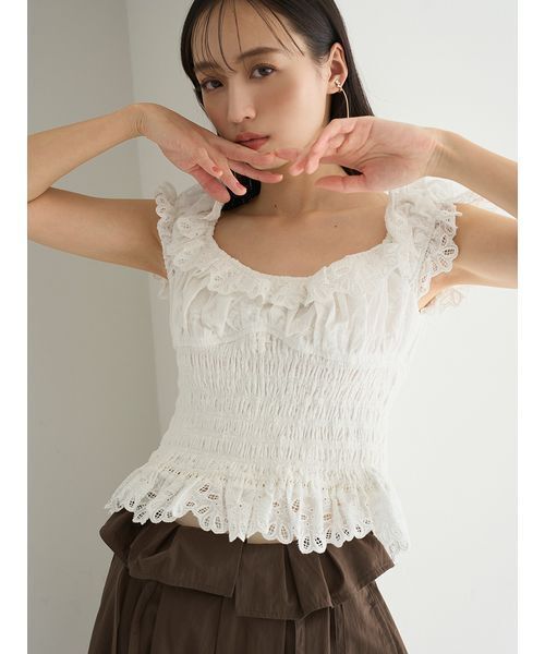 SNIDEL（スナイデル）の「コットンシャーリングブラウス（シャツ/ブラウス・レディース・ブラック/ホワイト/ミント・F）」の15枚目の写真