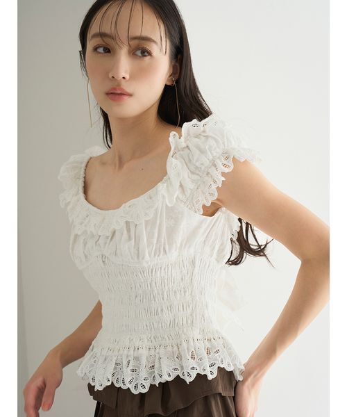 SNIDEL（スナイデル）の「コットンシャーリングブラウス（シャツ/ブラウス・レディース・ブラック/ホワイト/ミント・F）」の21枚目の写真