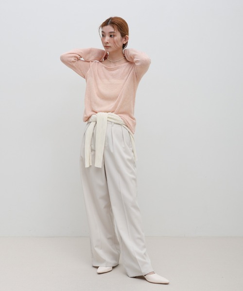 select MOCA(セレクトモカ)の「シアーボートネックロールヘムニット(ニット/セーター・レディース・ブラック/グレー/オフホワイト/ピンク・FREE)」の22枚目の写真