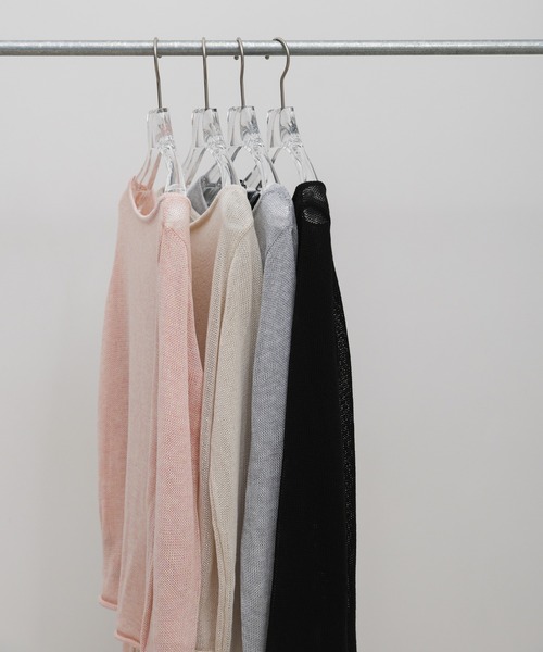 select MOCA(セレクトモカ)の「シアーボートネックロールヘムニット(ニット/セーター・レディース・ブラック/グレー/オフホワイト/ピンク・FREE)」の12枚目の写真