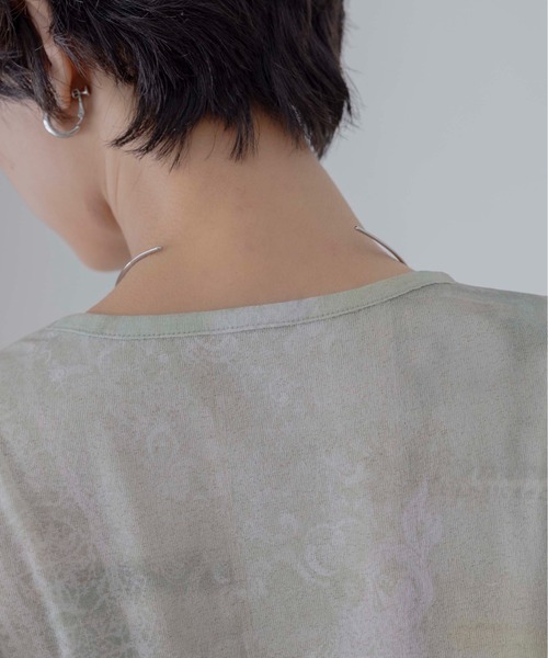 Eimee Law（エイミーロウ）の「デニムレースプリントシアートップス（その他トップス・レディース・カーキ/ダークグレー/ライトブルー・FREE）」の7枚目の写真