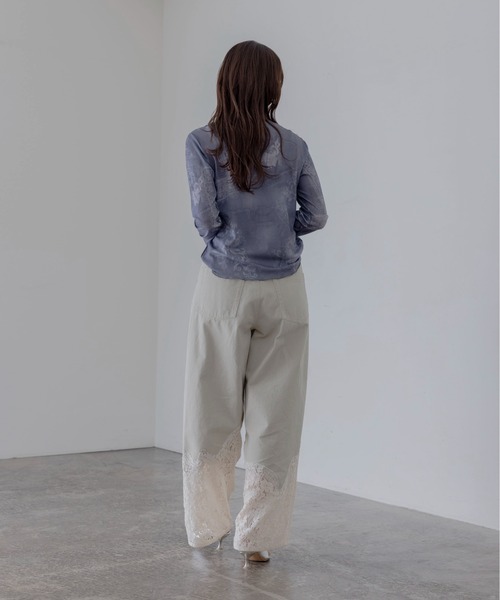 Eimee Law（エイミーロウ）の「デニムレースプリントシアートップス（その他トップス・レディース・カーキ/ダークグレー/ライトブルー・FREE）」の11枚目の写真