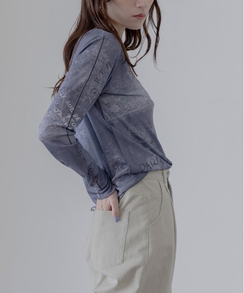 Eimee Law（エイミーロウ）の「デニムレースプリントシアートップス（その他トップス・レディース・カーキ/ダークグレー/ライトブルー・FREE）」の15枚目の写真