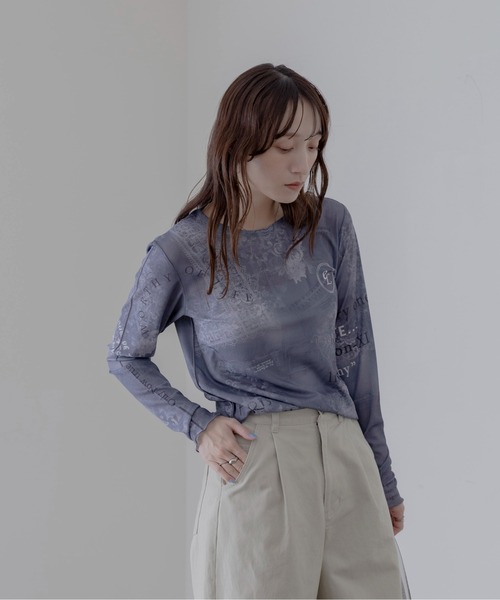 Eimee Law（エイミーロウ）の「デニムレースプリントシアートップス（その他トップス・レディース・カーキ/ダークグレー/ライトブルー・FREE）」の16枚目の写真