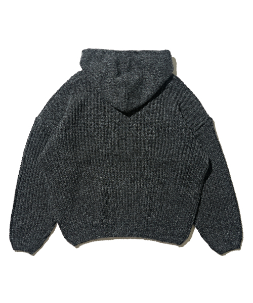 OTHERFITS（アザーフィッツ）の「ケーブルウェイトフードニットハーフジップ（チャコール）（ニット/セーター・メンズ・その他・FREE）」の2枚目の写真