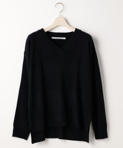 RAY CASSIN（レイカズン）の「Vネックプルオーバー（ニット/セーター・レディース・ネイビー/オフホワイト/杢グレー・FREE）」の3枚目の写真