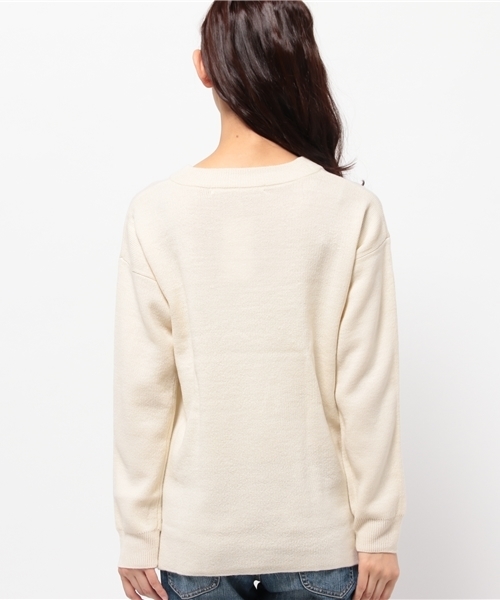 RAY CASSIN（レイカズン）の「Vネックプルオーバー（ニット/セーター・レディース・ネイビー/オフホワイト/杢グレー・FREE）」の10枚目の写真