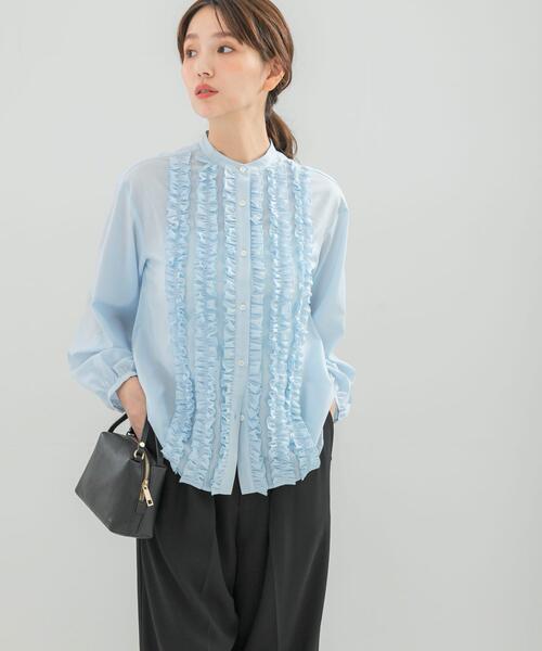 URBAN RESEARCH ROSSO WOMEN(アーバンリサーチ ロッソ)の「フロントフリルデザインブラウス(シャツ/ブラウス・レディース・ブラック/イエロー系その他/ブルー系その他・FREE)」の6枚目の写真