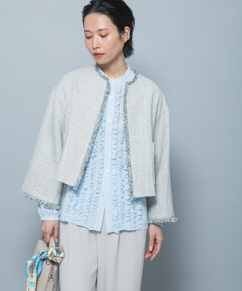 URBAN RESEARCH ROSSO WOMEN(アーバンリサーチ ロッソ)の「フロントフリルデザインブラウス(シャツ/ブラウス・レディース・ブラック/イエロー系その他/ブルー系その他・FREE)」の4枚目の写真