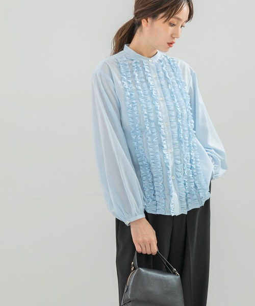 URBAN RESEARCH ROSSO WOMEN(アーバンリサーチ ロッソ)の「フロントフリルデザインブラウス(シャツ/ブラウス・レディース・ブラック/イエロー系その他/ブルー系その他・FREE)」の7枚目の写真