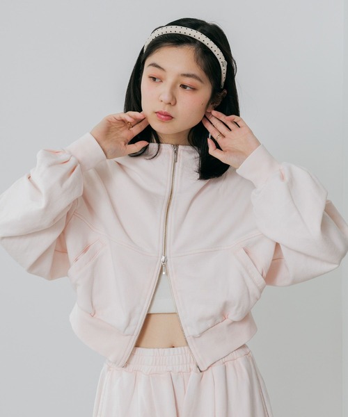 Heather（ヘザー）の「UV裏毛フーディ（ショート丈）　656721（パーカー・レディース・ピンク/スミクロ・FREE）」の2枚目の写真