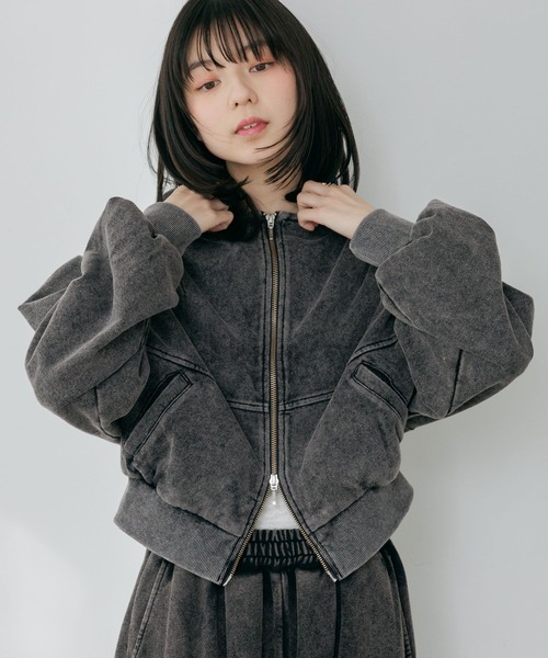 Heather（ヘザー）の「UV裏毛フーディ（ショート丈）　656721（パーカー・レディース・ピンク/スミクロ・FREE）」の3枚目の写真