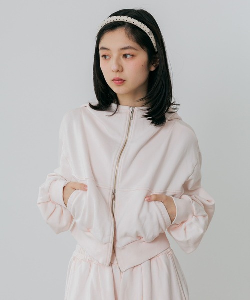 Heather（ヘザー）の「UV裏毛フーディ（ショート丈）　656721（パーカー・レディース・ピンク/スミクロ・FREE）」の10枚目の写真