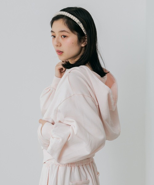 Heather（ヘザー）の「UV裏毛フーディ（ショート丈）　656721（パーカー・レディース・ピンク/スミクロ・FREE）」の11枚目の写真