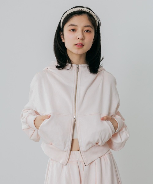 Heather（ヘザー）の「UV裏毛フーディ（ショート丈）　656721（パーカー・レディース・ピンク/スミクロ・FREE）」の12枚目の写真