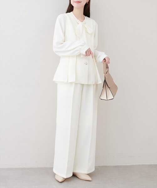 natural couture（ナチュラルクチュール）の「金釦タックワイドパンツ（その他パンツ・レディース・ライトベージュ/ブラック/オフホワイト・FREE）」の2枚目の写真