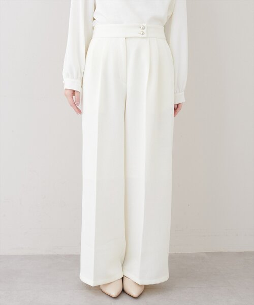 natural couture（ナチュラルクチュール）の「金釦タックワイドパンツ（その他パンツ・レディース・ライトベージュ/ブラック/オフホワイト・FREE）」の8枚目の写真