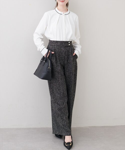 natural couture（ナチュラルクチュール）の「金釦タックワイドパンツ（その他パンツ・レディース・ライトベージュ/ブラック/オフホワイト・FREE）」の22枚目の写真