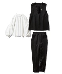 IEDIT（イディット）の「【3点セット】ＩＥＤＩＴ　パール風モチーフ遣いが上品な華やか３点コーディネイトセット〈ブラック〉（セットアップ）」