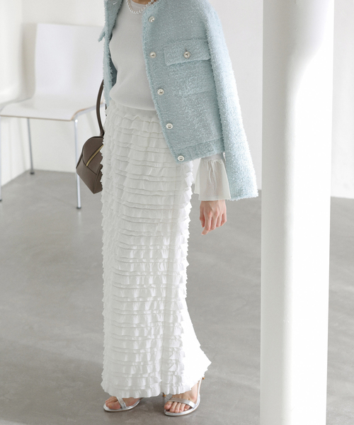 La TOTALITE（ラトータリテ）の「【洗える】PROVOKE/プロヴォーク フリルマキシスカート（スカート・レディース・ホワイト/ブラック・FREE）」の2枚目の写真