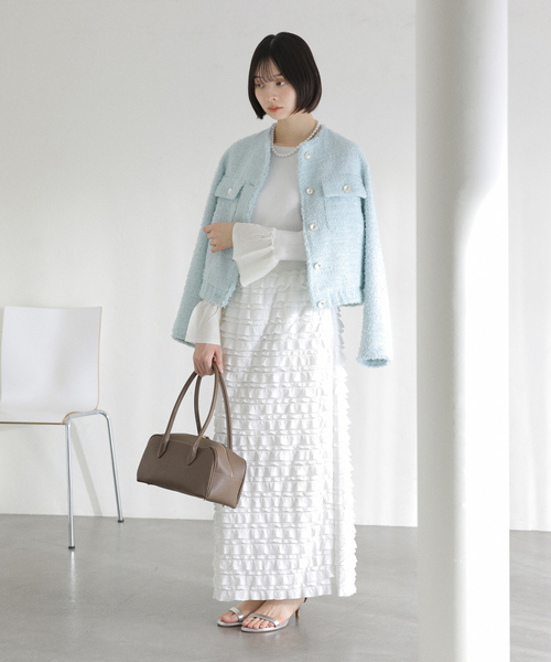 La TOTALITE（ラトータリテ）の「【洗える】PROVOKE/プロヴォーク フリルマキシスカート（スカート・レディース・ホワイト/ブラック・FREE）」の5枚目の写真