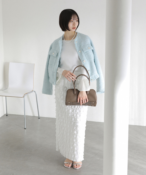 La TOTALITE（ラトータリテ）の「【洗える】PROVOKE/プロヴォーク フリルマキシスカート（スカート・レディース・ホワイト/ブラック・FREE）」の7枚目の写真