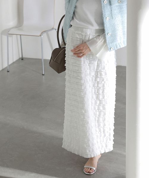 La TOTALITE（ラトータリテ）の「【洗える】PROVOKE/プロヴォーク フリルマキシスカート（スカート・レディース・ホワイト/ブラック・FREE）」の8枚目の写真