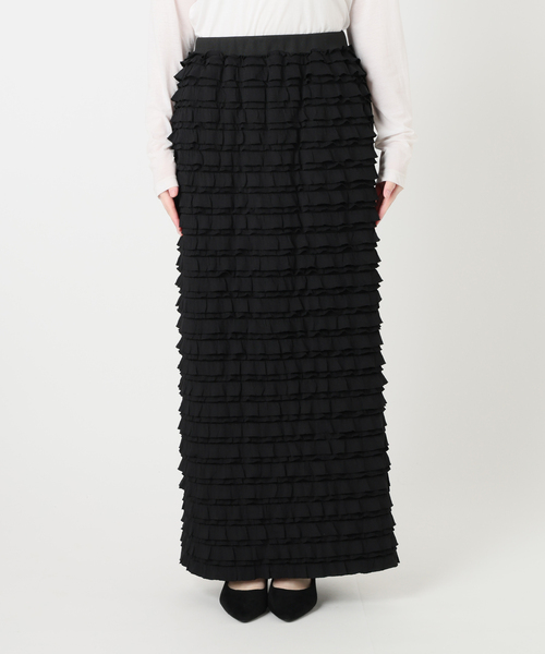 La TOTALITE（ラトータリテ）の「【洗える】PROVOKE/プロヴォーク フリルマキシスカート（スカート・レディース・ホワイト/ブラック・FREE）」の12枚目の写真