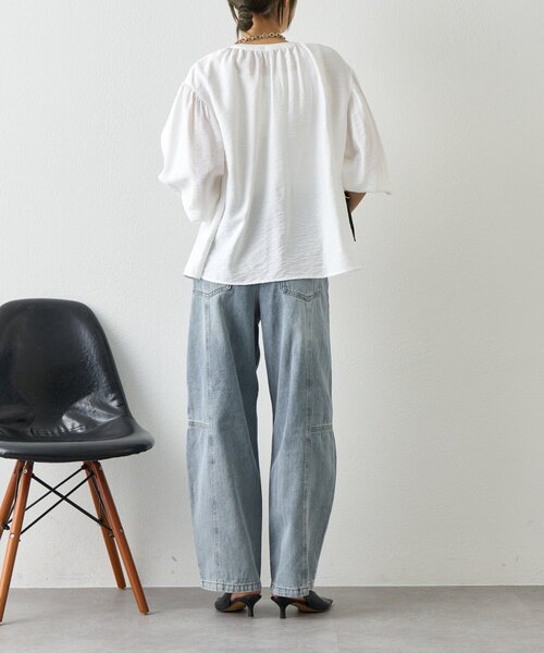 Jena espace merveilleux（ジェナ　エスパスメルヴェイユ）の「【昨年大ヒットが再登場】リネンライクスキッパーブラウス（シャツ/ブラウス・レディース・ブラック/オフホワイト/グレー・FREE）」の8枚目の写真