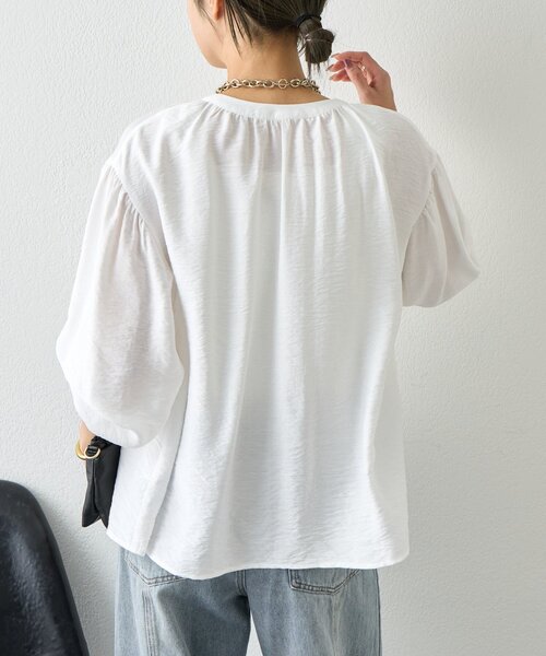 Jena espace merveilleux（ジェナ　エスパスメルヴェイユ）の「【昨年大ヒットが再登場】リネンライクスキッパーブラウス（シャツ/ブラウス・レディース・ブラック/オフホワイト/グレー・FREE）」の15枚目の写真