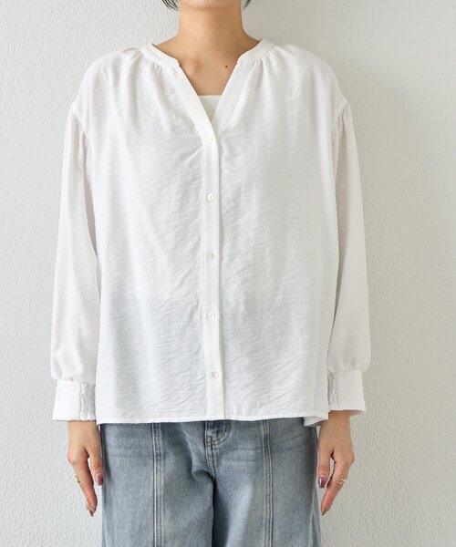 Jena espace merveilleux（ジェナ　エスパスメルヴェイユ）の「【昨年大ヒットが再登場】リネンライクスキッパーブラウス（シャツ/ブラウス・レディース・ブラック/オフホワイト/グレー・FREE）」の16枚目の写真