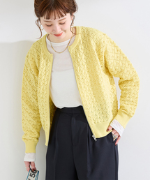 B.C STOCK（ベーセーストック）の「手洗い可 / 幾何柄ZIPカーディガン（カーディガン/ボレロ）」