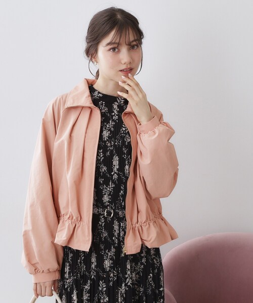 index(インデックス)の「スタンドカラーペプラムブルゾン【洗濯機OK】(ブルゾン・レディース・ネイビー/アイボリー/オレンジ系・42/40/38/36)」の3枚目の写真