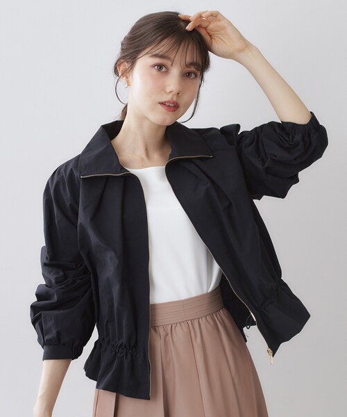 index(インデックス)の「スタンドカラーペプラムブルゾン【洗濯機OK】(ブルゾン・レディース・ネイビー/アイボリー/オレンジ系・42/40/38/36)」の12枚目の写真