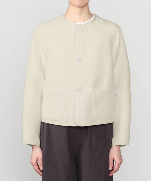 ORCIVAL(オーシバル)の「ORCIVAL | コットンポリジャカード ラウンドネックジャケット WOMEN(ノーカラージャケット・レディース・オフホワイト/ブラック・1)」の12枚目の写真