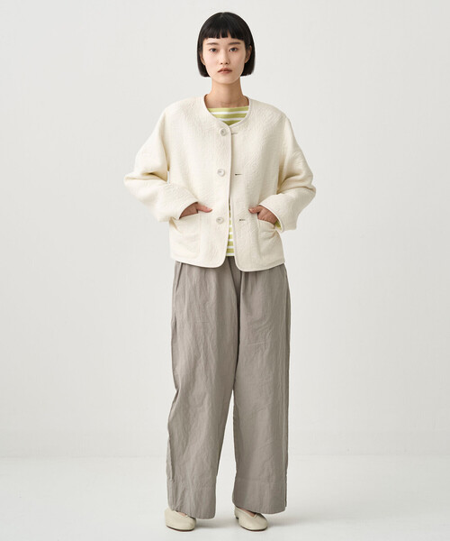 ORCIVAL(オーシバル)の「ORCIVAL | コットンポリジャカード ラウンドネックジャケット WOMEN(ノーカラージャケット・レディース・オフホワイト/ブラック・1)」の19枚目の写真