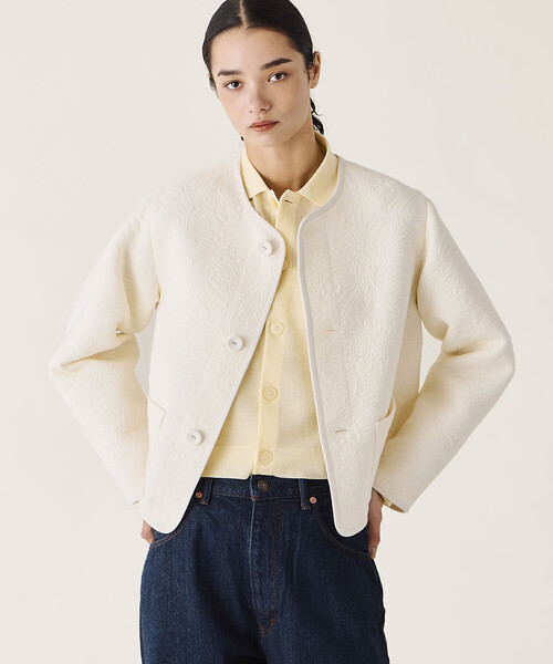 ORCIVAL(オーシバル)の「ORCIVAL | コットンポリジャカード ラウンドネックジャケット WOMEN(ノーカラージャケット・レディース・オフホワイト/ブラック・1)」の20枚目の写真