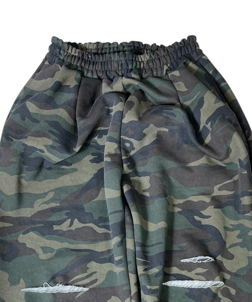 Cut Off Camouflage Sweat Wide Pants ((khaki))（スウェットパンツ