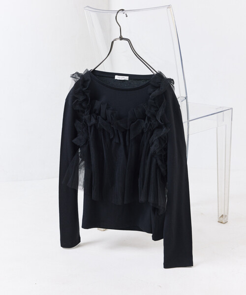 FREAK'S STORE(フリークスストア)の「チュールビスチェ ドッキングロンT(Tシャツ/カットソー・レディース・オフホワイト/その他/ブラック・フリ-)」の2枚目の写真