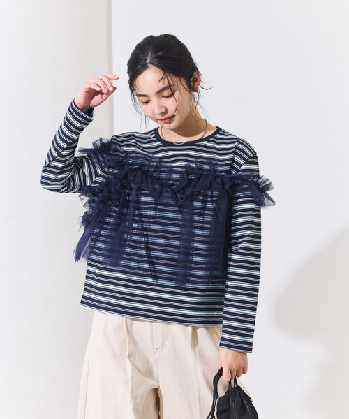 FREAK'S STORE(フリークスストア)の「チュールビスチェ ドッキングロンT(Tシャツ/カットソー・レディース・オフホワイト/その他/ブラック・フリ-)」の14枚目の写真