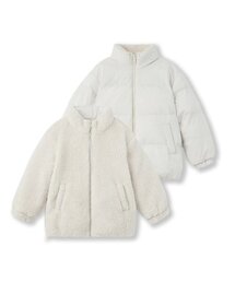 デイリープファーリバーシブルフリースショートパディングジャケット[クリーム/クリーム]