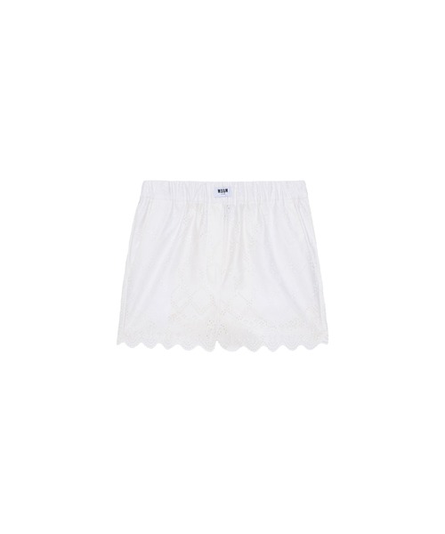 MSGM(エムエスジーエム)の「アイレットレース ポプリンショートパンツ(チノパンツ・レディース・オフホワイト・38)」の1枚目の写真
