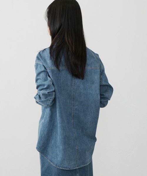 EDWIN（エドウィン）の「EDWIN エドウィン ビッグシルエット デニムシャツ（シャツ/ブラウス・レディース・ブルー/ダークインディゴブルー・LARGE/MEDIUM）」の6枚目の写真