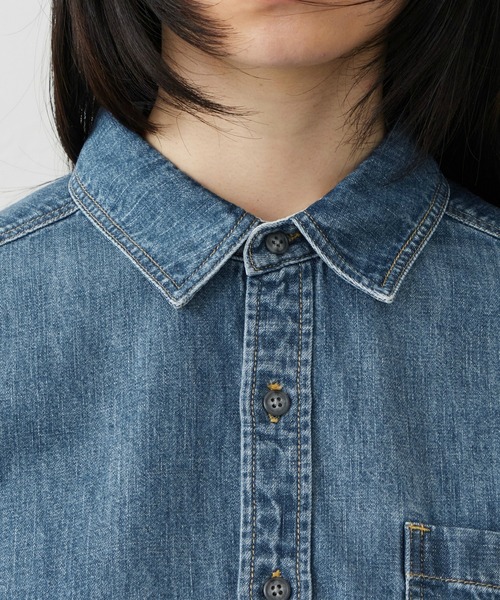 EDWIN（エドウィン）の「EDWIN エドウィン ビッグシルエット デニムシャツ（シャツ/ブラウス・レディース・ブルー/ダークインディゴブルー・LARGE/MEDIUM）」の7枚目の写真