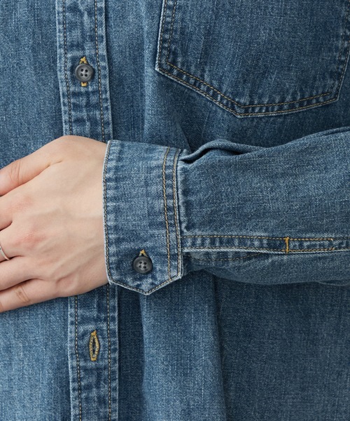 EDWIN（エドウィン）の「EDWIN エドウィン ビッグシルエット デニムシャツ（シャツ/ブラウス・レディース・ブルー/ダークインディゴブルー・LARGE/MEDIUM）」の8枚目の写真