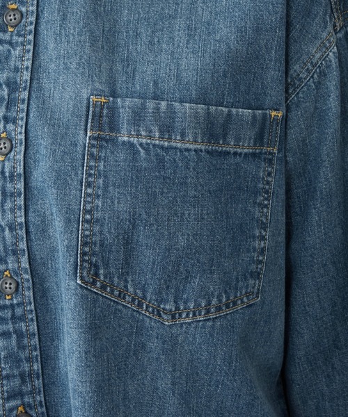 EDWIN（エドウィン）の「EDWIN エドウィン ビッグシルエット デニムシャツ（シャツ/ブラウス・レディース・ブルー/ダークインディゴブルー・LARGE/MEDIUM）」の9枚目の写真